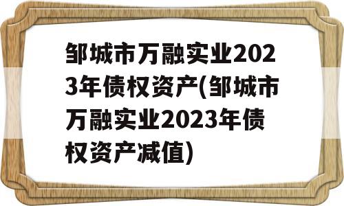 邹城市万融实业2023年债权资产(邹城市万融实业2023年债权资产减值)