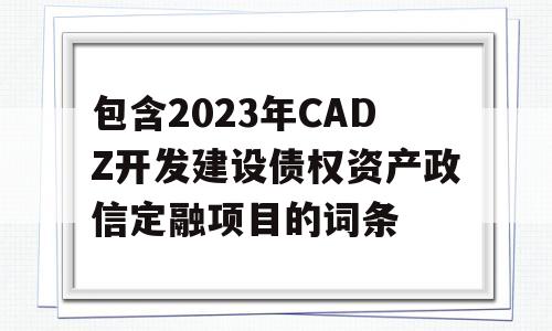 包含2023年CADZ开发建设债权资产政信定融项目的词条