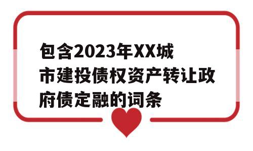 包含2023年XX城市建投债权资产转让政府债定融的词条