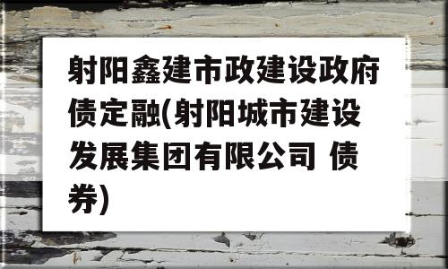 射阳鑫建市政建设政府债定融(射阳城市建设发展集团有限公司 债券)