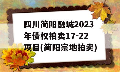 四川简阳融城2023年债权拍卖17-22项目(简阳宗地拍卖)