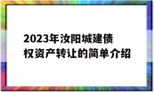 2023年汝阳城建债权资产转让的简单介绍