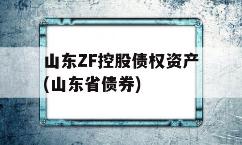 山东ZF控股债权资产(山东省债券)