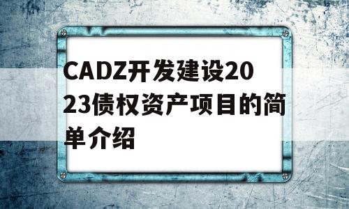 CADZ开发建设2023债权资产项目的简单介绍