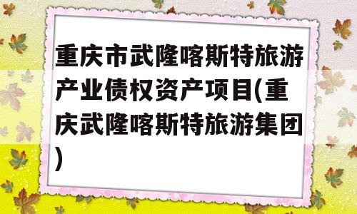 重庆市武隆喀斯特旅游产业债权资产项目(重庆武隆喀斯特旅游集团)