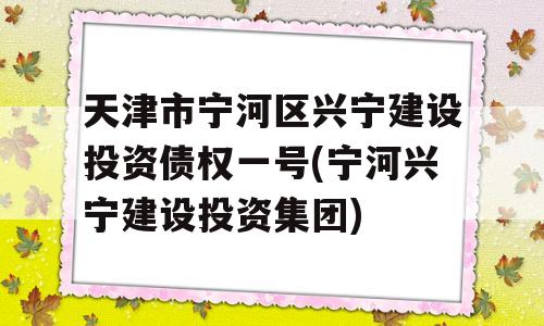 天津市宁河区兴宁建设投资债权一号(宁河兴宁建设投资集团)