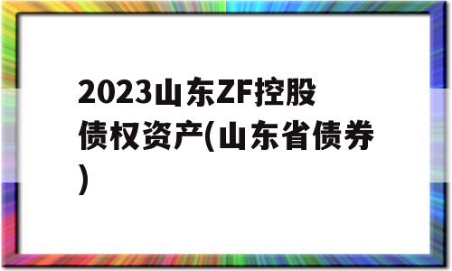 2023山东ZF控股债权资产(山东省债券)