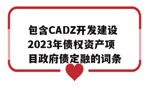 包含CADZ开发建设2023年债权资产项目政府债定融的词条