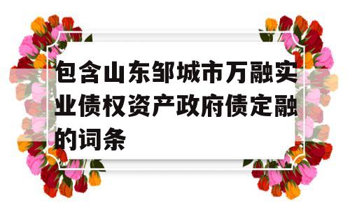 包含山东邹城市万融实业债权资产政府债定融的词条