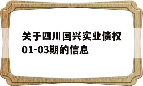 关于四川国兴实业债权01-03期的信息