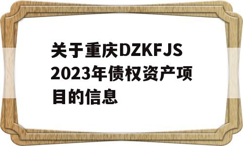 关于重庆DZKFJS2023年债权资产项目的信息