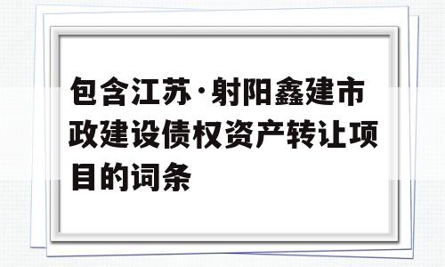 包含江苏·射阳鑫建市政建设债权资产转让项目的词条