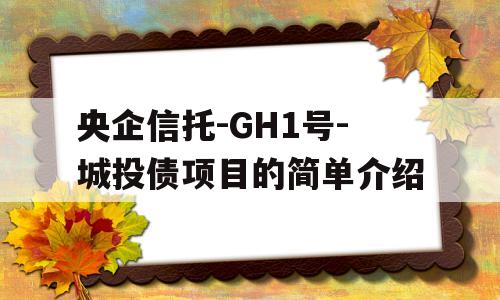 央企信托-GH1号-城投债项目的简单介绍