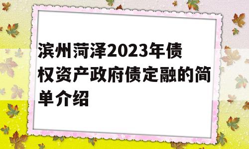 滨州菏泽2023年债权资产政府债定融的简单介绍