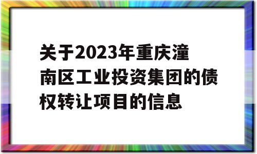 关于2023年重庆潼南区工业投资集团的债权转让项目的信息