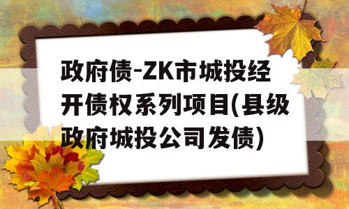 政府债-ZK市城投经开债权系列项目(县级政府城投公司发债)