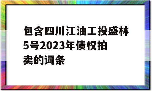 包含四川江油工投盛林5号2023年债权拍卖的词条