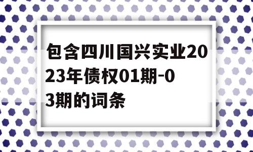 包含四川国兴实业2023年债权01期-03期的词条