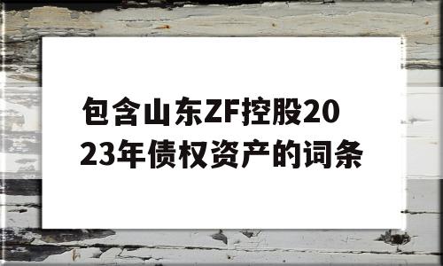 包含山东ZF控股2023年债权资产的词条