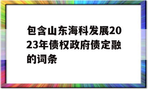 包含山东海科发展2023年债权政府债定融的词条