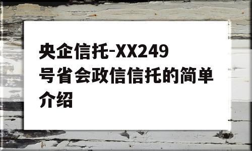 央企信托-XX249号省会政信信托的简单介绍