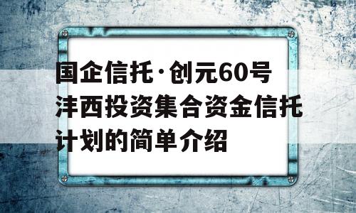 国企信托·创元60号沣西投资集合资金信托计划的简单介绍