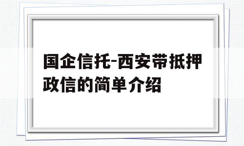 国企信托-西安带抵押政信的简单介绍