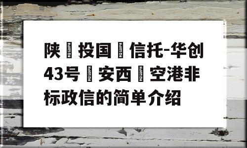 陕‮投国‬信托-华创43号‮安西‬空港非标政信的简单介绍