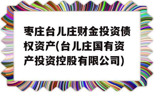 枣庄台儿庄财金投资债权资产(台儿庄国有资产投资控股有限公司)