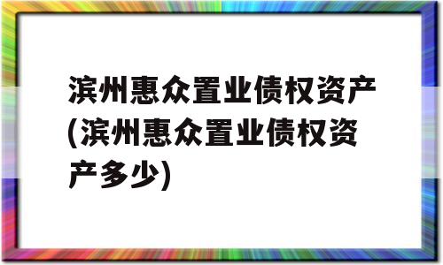 滨州惠众置业债权资产(滨州惠众置业债权资产多少)