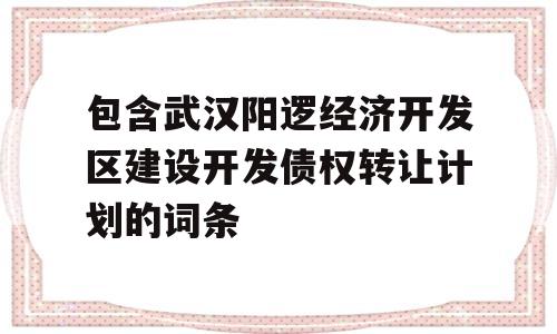 包含武汉阳逻经济开发区建设开发债权转让计划的词条