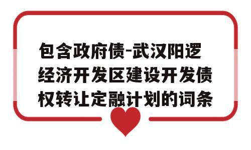 包含政府债-武汉阳逻经济开发区建设开发债权转让定融计划的词条