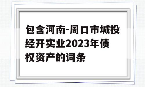 包含河南-周口市城投经开实业2023年债权资产的词条