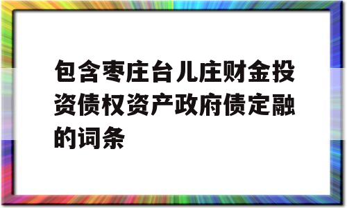 包含枣庄台儿庄财金投资债权资产政府债定融的词条