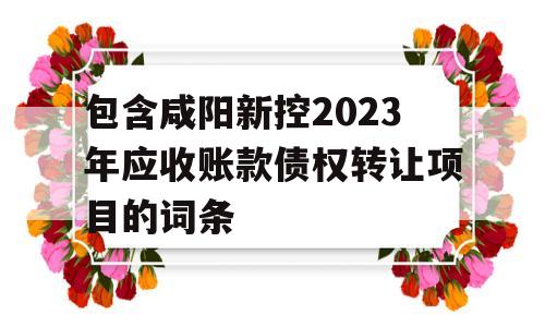 包含咸阳新控2023年应收账款债权转让项目的词条