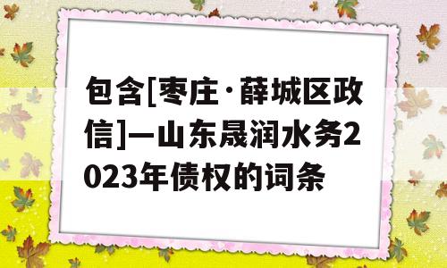 包含[枣庄·薛城区政信]—山东晟润水务2023年债权的词条