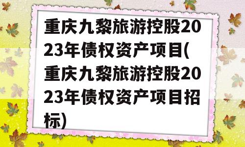 重庆九黎旅游控股2023年债权资产项目(重庆九黎旅游控股2023年债权资产项目招标)