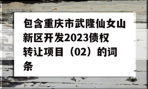 包含重庆市武隆仙女山新区开发2023债权转让项目（02）的词条