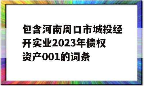 包含河南周口市城投经开实业2023年债权资产001的词条