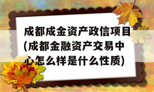 成都成金资产政信项目(成都金融资产交易中心怎么样是什么性质)