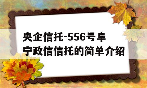 央企信托-556号阜宁政信信托的简单介绍