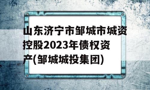 山东济宁市邹城市城资控股2023年债权资产(邹城城投集团)