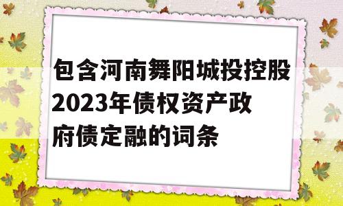 包含河南舞阳城投控股2023年债权资产政府债定融的词条