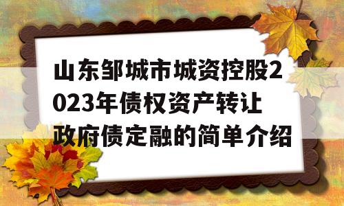 山东邹城市城资控股2023年债权资产转让政府债定融的简单介绍