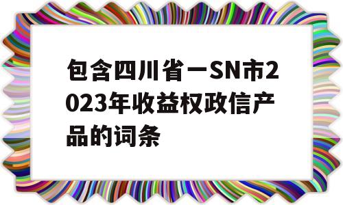 包含四川省一SN市2023年收益权政信产品的词条