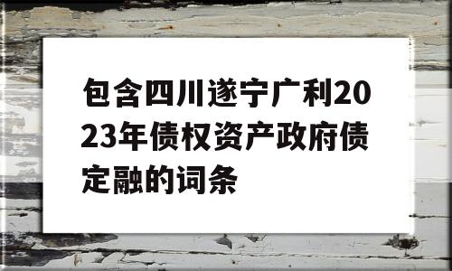 包含四川遂宁广利2023年债权资产政府债定融的词条