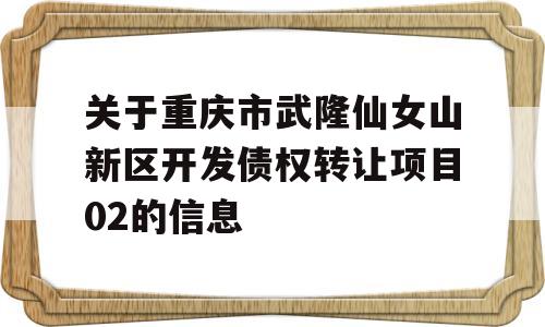 关于重庆市武隆仙女山新区开发债权转让项目02的信息