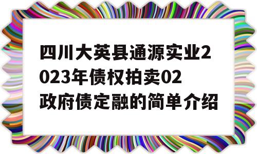 四川大英县通源实业2023年债权拍卖02政府债定融的简单介绍