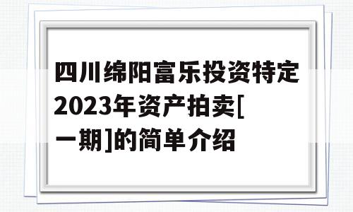 四川绵阳富乐投资特定2023年资产拍卖[一期]的简单介绍