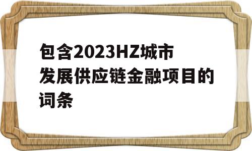 包含2023HZ城市发展供应链金融项目的词条